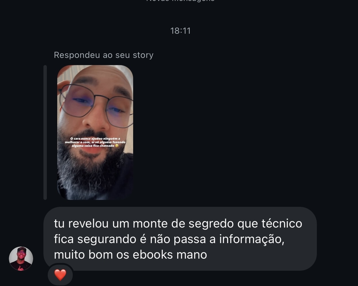 Depoimento real 1 recebido via Instagram