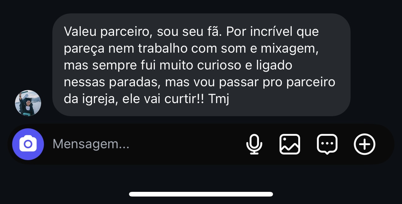 Depoimento real 2 recebido via Instagram