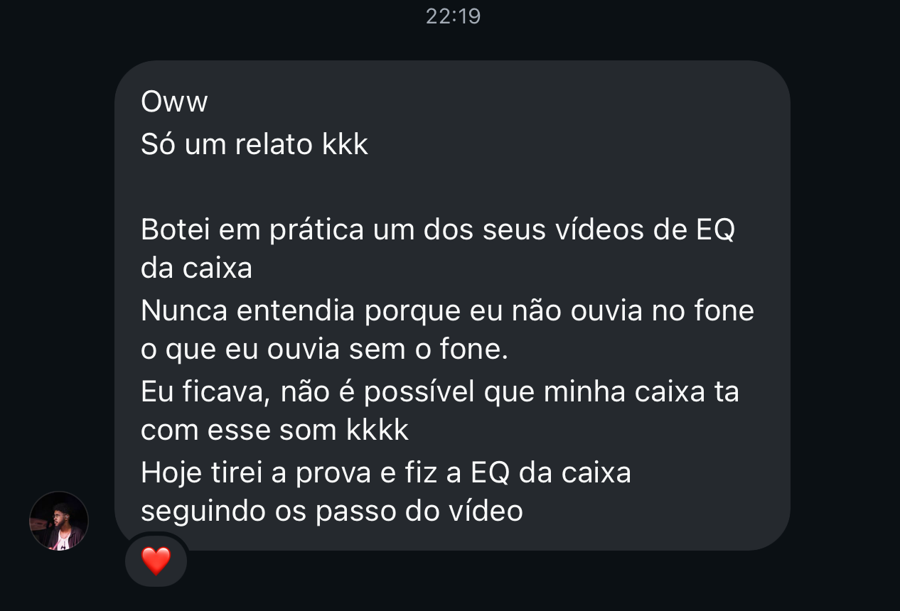 Depoimento real 3 recebido via Instagram